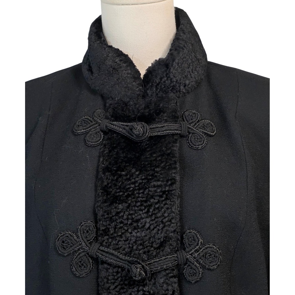 Lilli Ann Jacket Womens M Black Excellent Vintage Persian Lamb Fur Frog Closure - Picture 7 of 15
